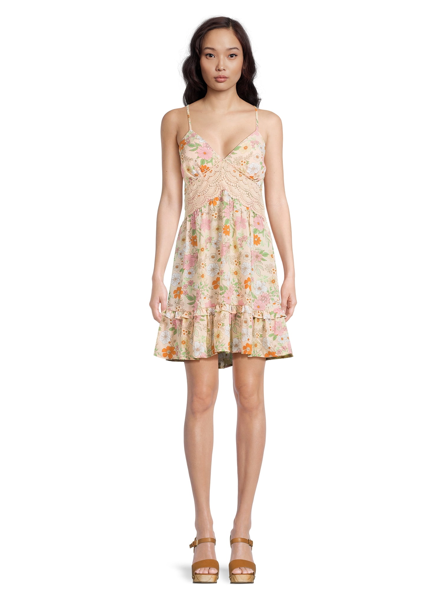 No Boundaries Juniors Ruffle Tier Dress, Sizes XS-3XL - Walmart.com