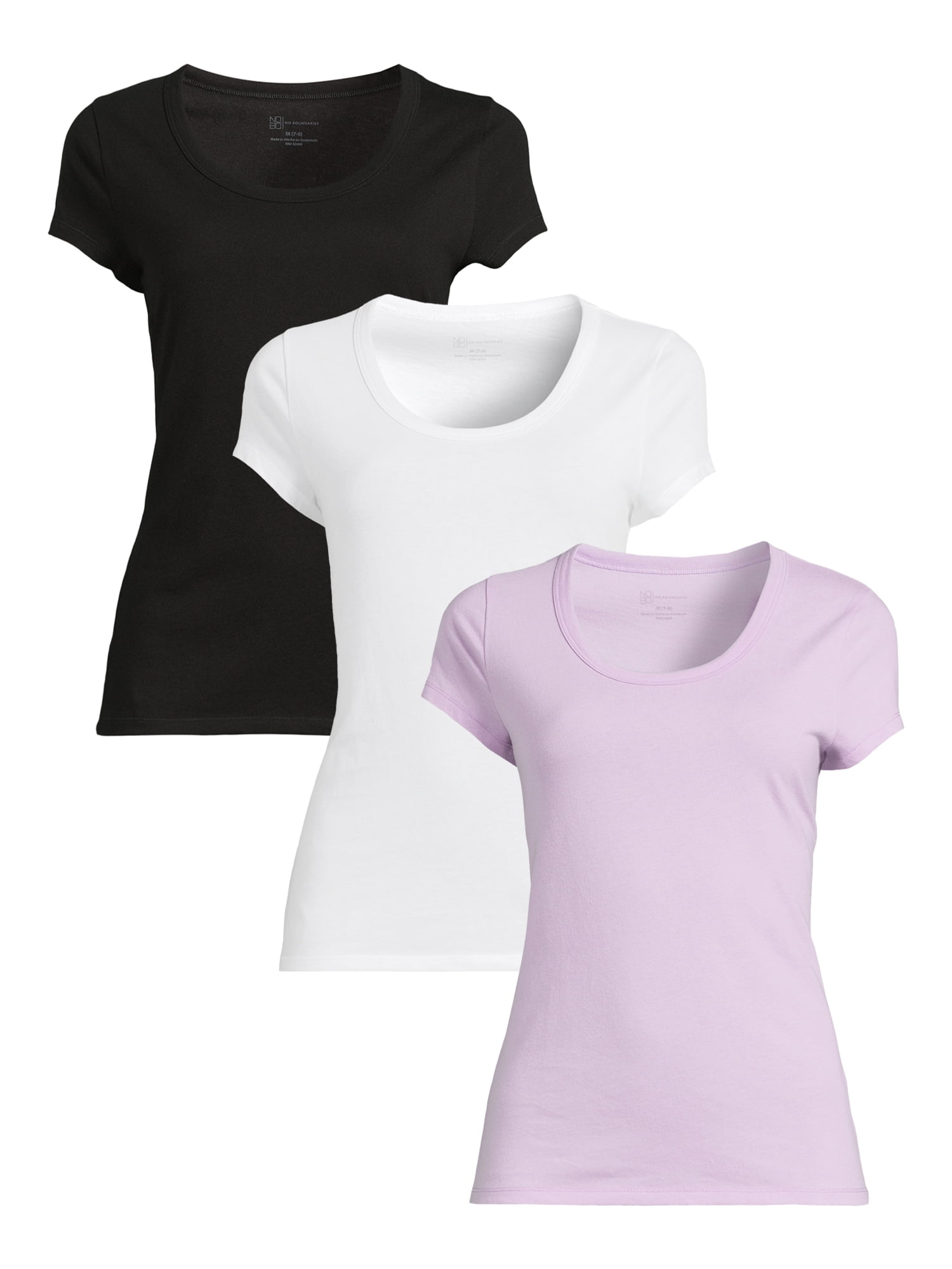 No Boundaries Scoop Neck Tee with Short Sleeves, 1 or 3-Pack 