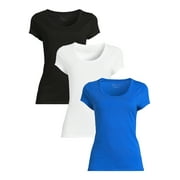 No Boundaries Juniors Scoop Neck T-Shirt with Short Sleeves, 3-Pack, Sizes S-3X