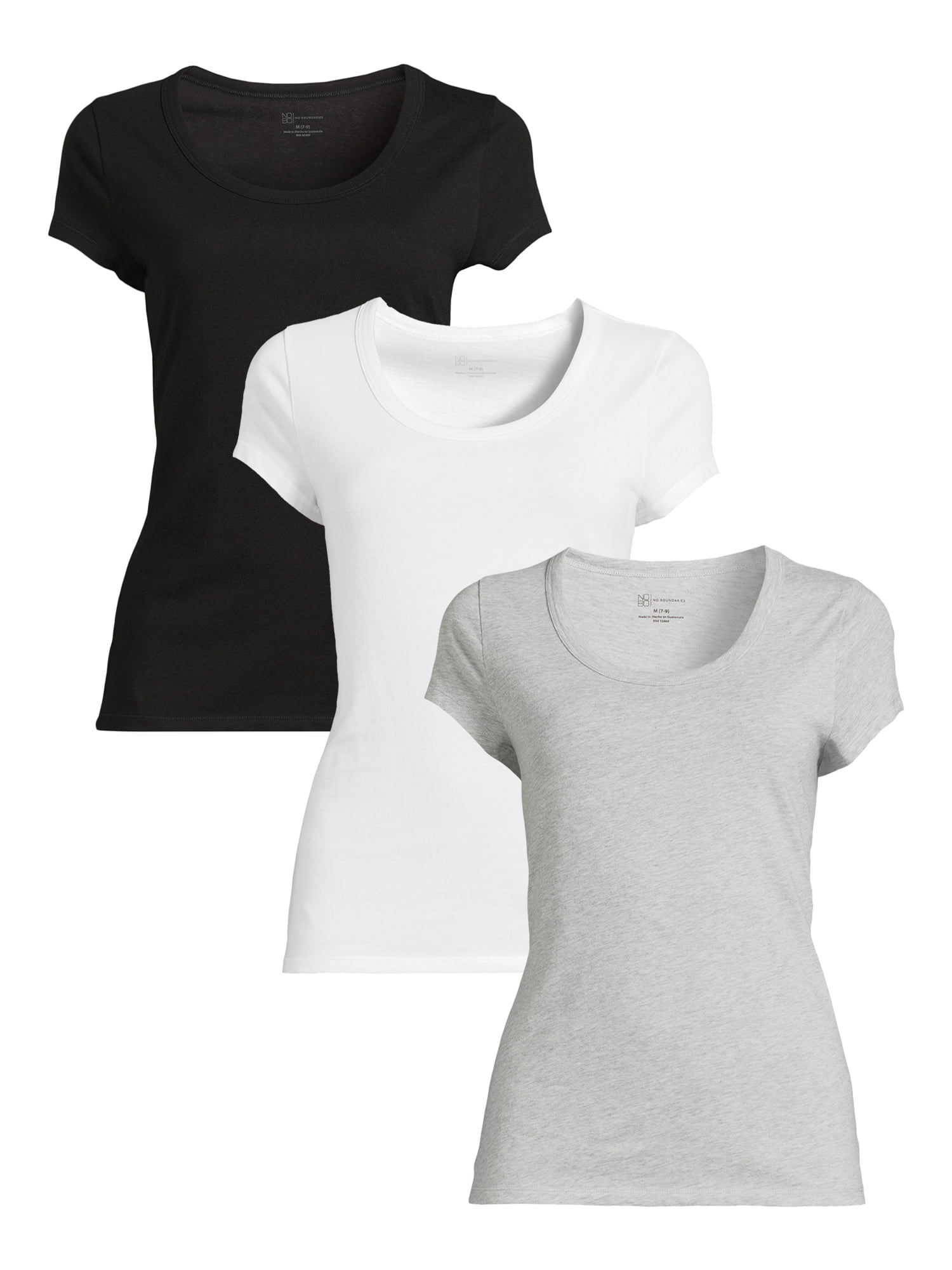 No Boundaries Scoop Neck Tee with Short Sleeves, 1 or 3-Pack 