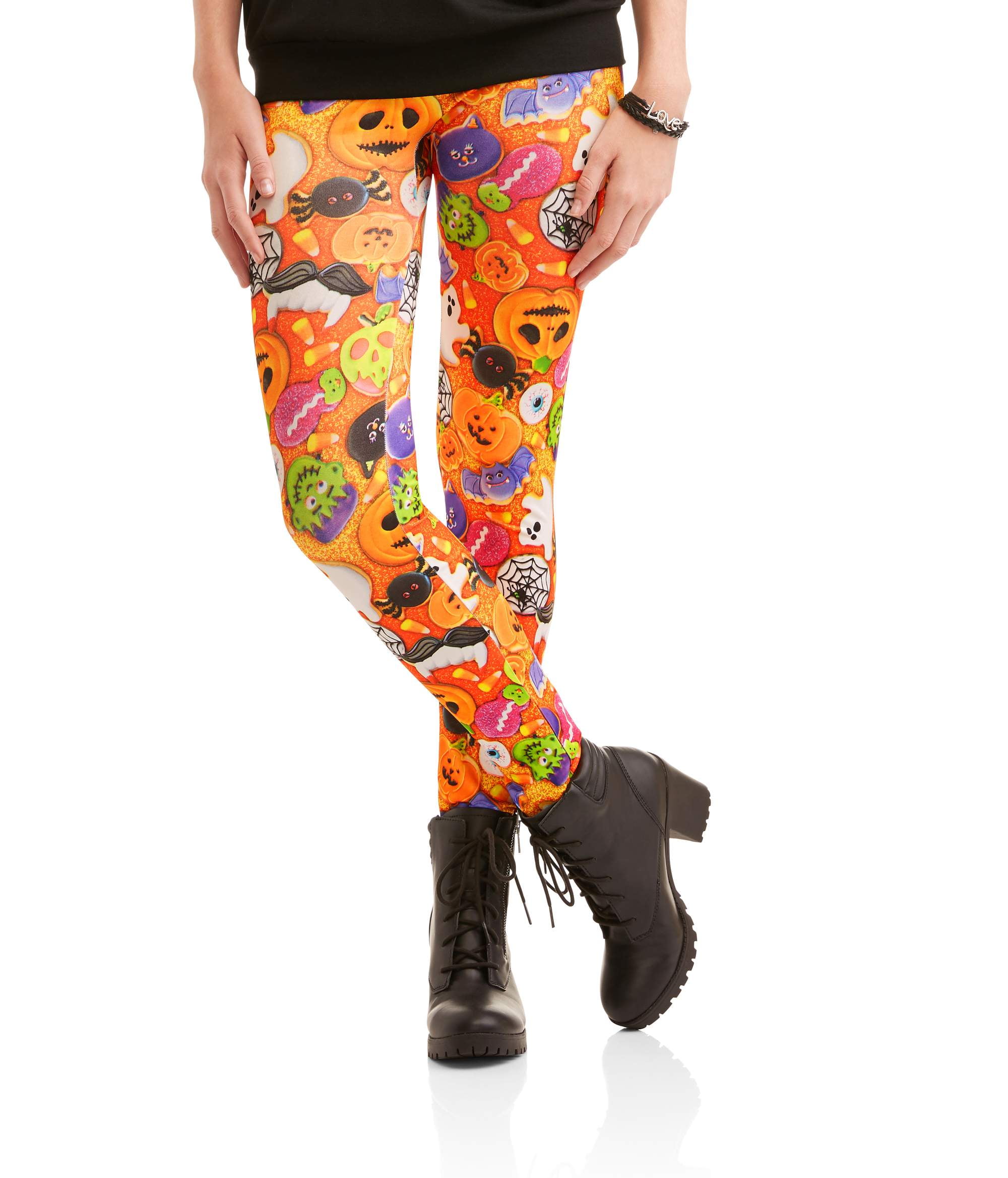 No Boundaries Juniors' Seamless Halloween Ankle Leggings