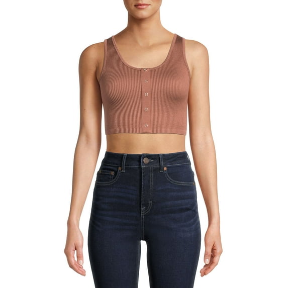 No Boundaries Juniors' Seamless Henley Bra
