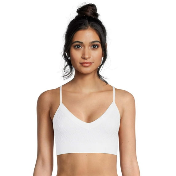 No Boundaries Juniors' Seamless Textured Triangle Bralette, Sizes to 3XL