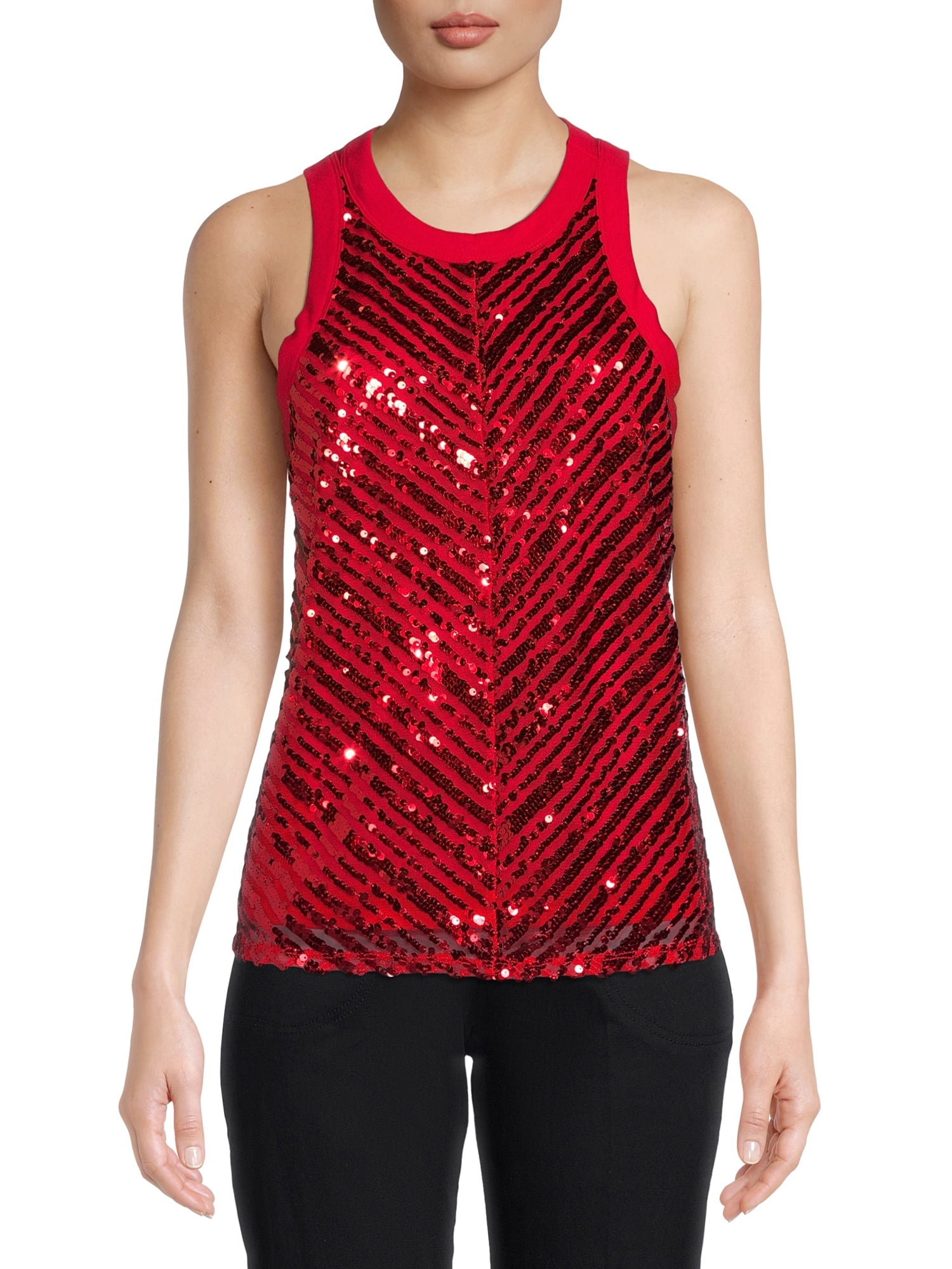 No Boundaries Juniors’ Sequin Tank Top