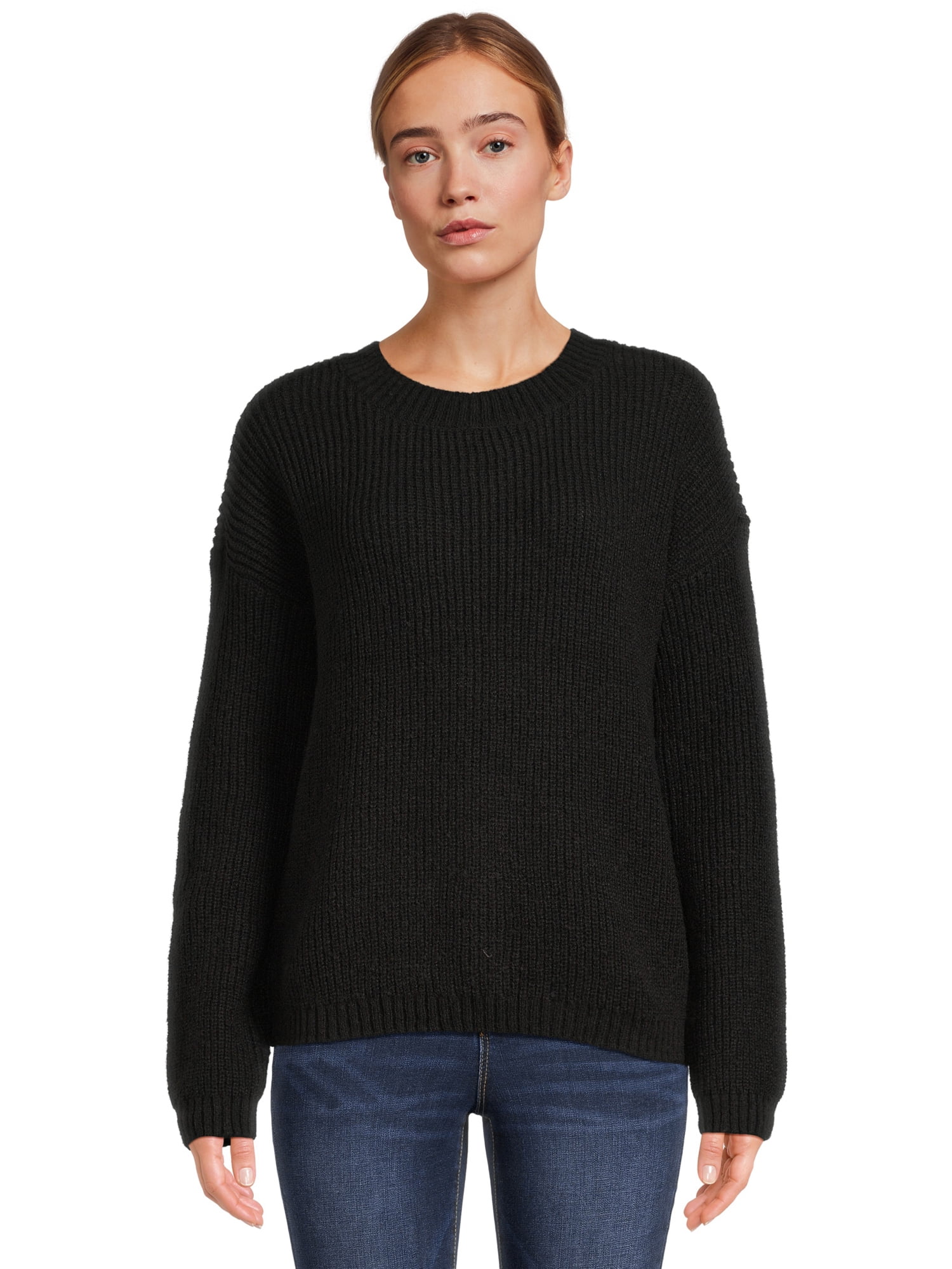 No Boundaries Juniors Shaker Stitch Crewneck Sweater - Walmart.com