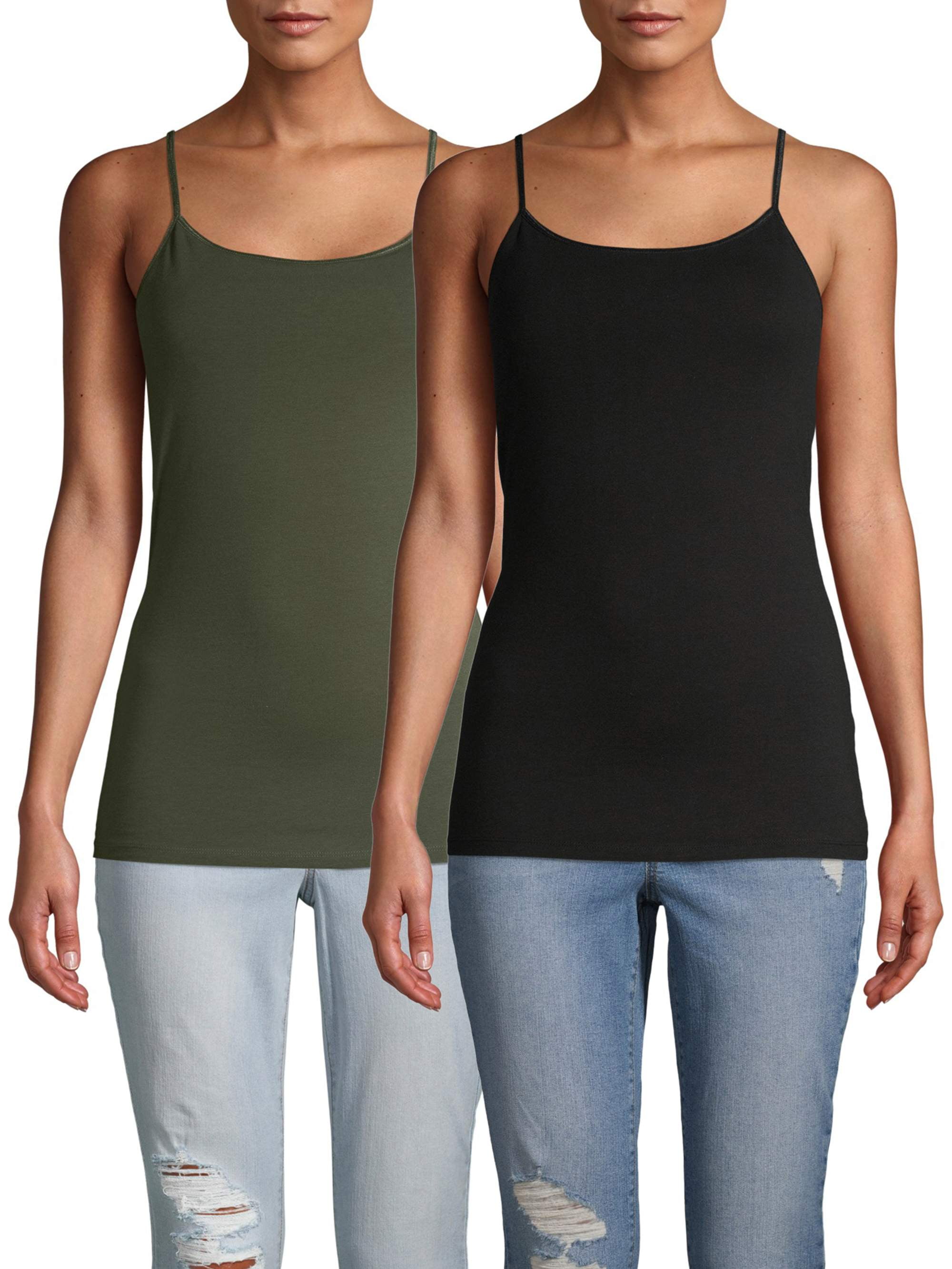 No Boundaries Juniors' Shelf Bra Cami with Adjustable Straps, 2Pack