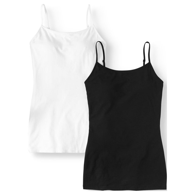 No Boundaries Juniors' Shelf Bra Cami with Adjustable Straps, 2Pack