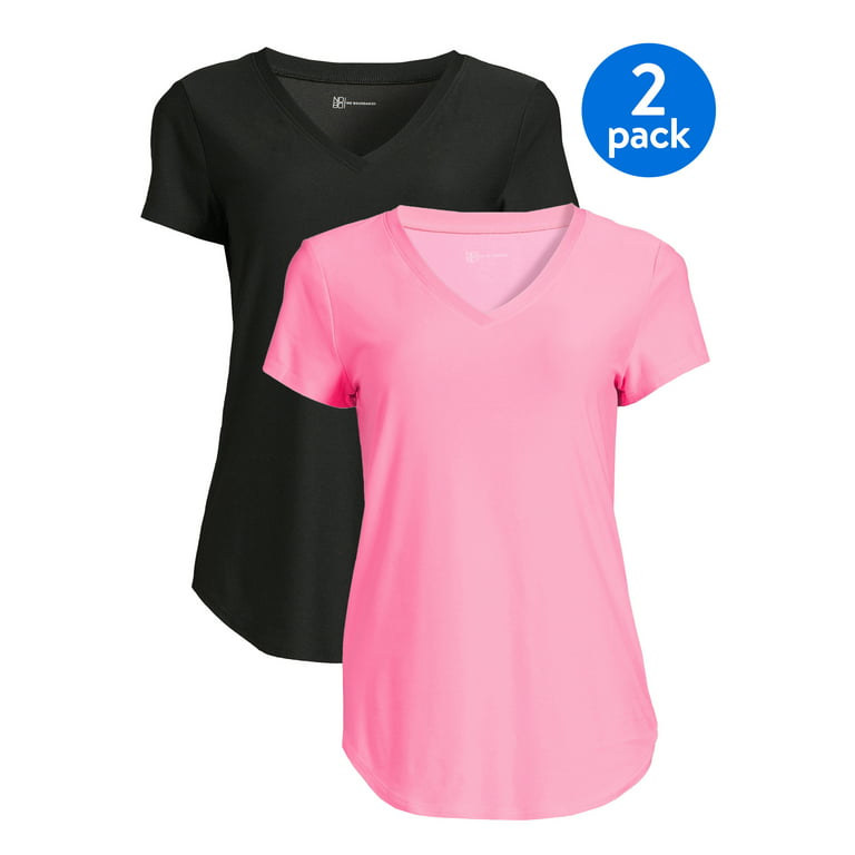 No Boundaries Juniors' Short Sleeve Brushed V-Neck T-Shirt, 2-Pack 