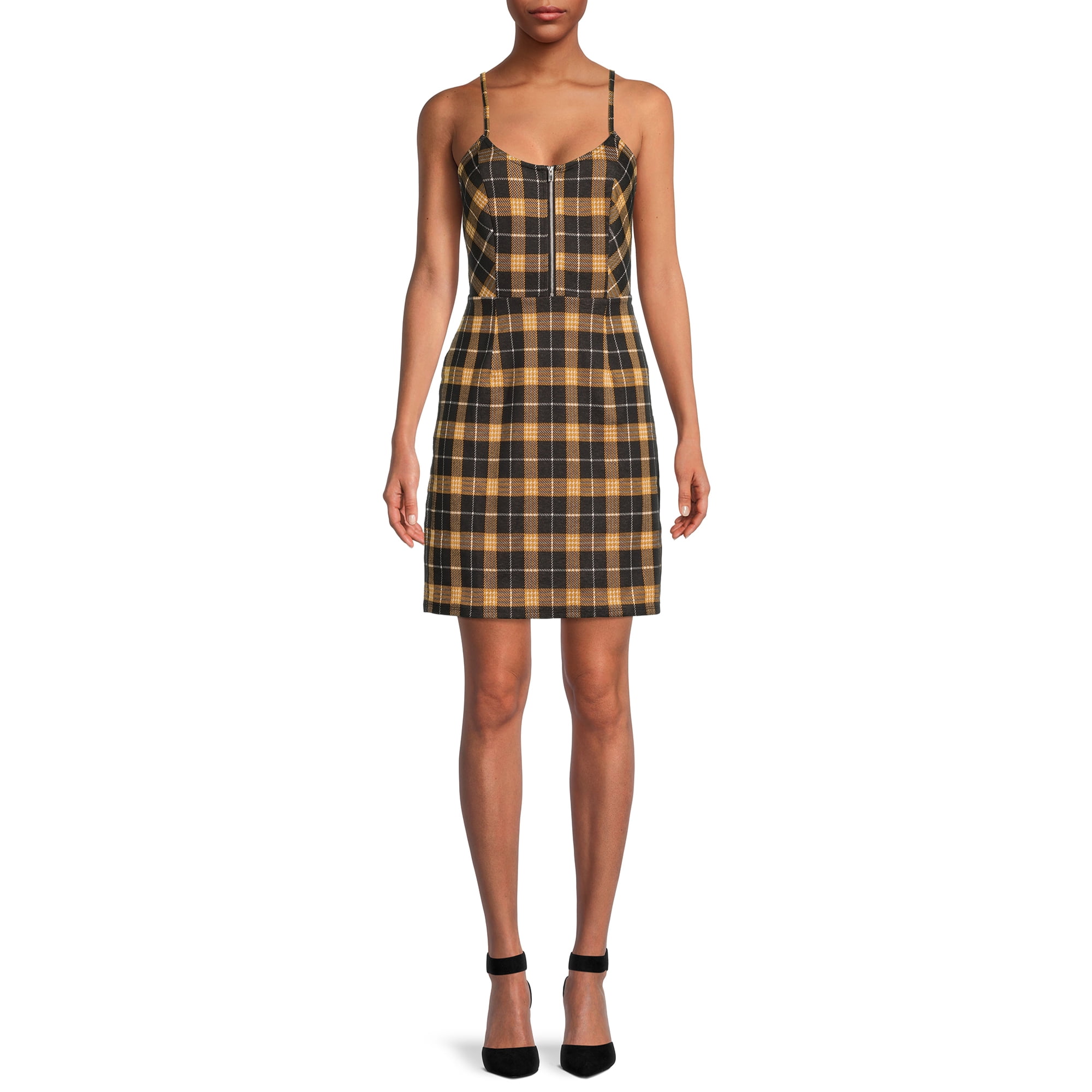No Boundaries Juniors' Sleeveless Plaid Dress - Walmart.com