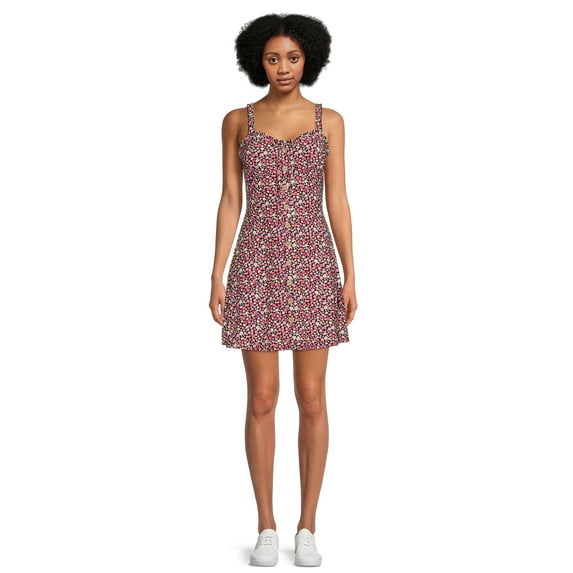 No Boundaries Juniors Sleeveless Print Milkmaid Dress, Sizes XS-XXXL