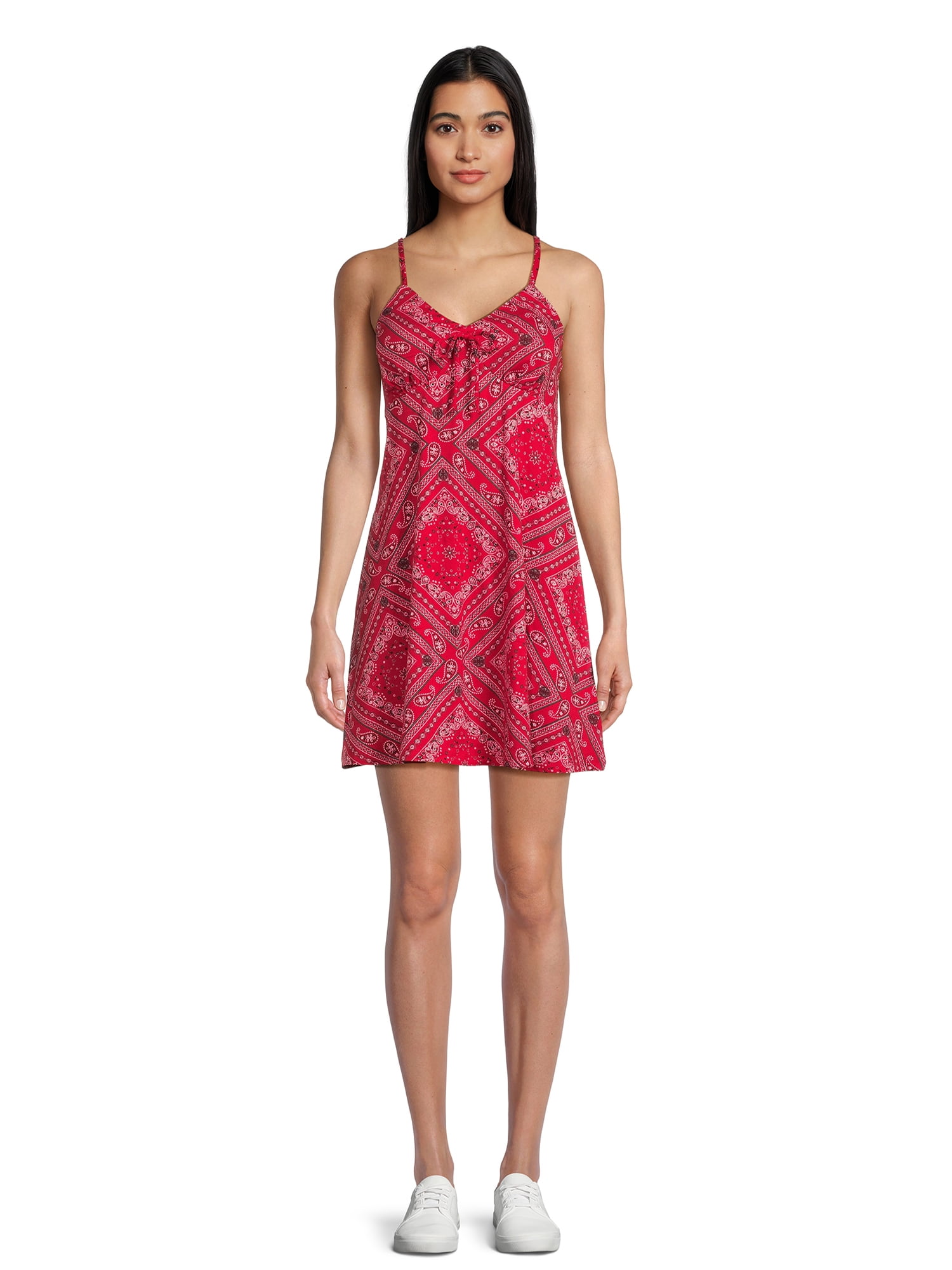 No Boundaries Juniors Sleeveless Print Mini Dress - Walmart.com