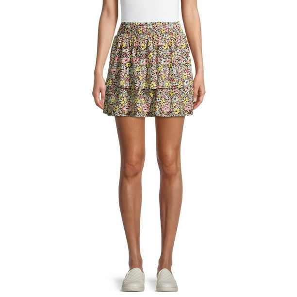 No Boundaries Juniors' Smocked Mini Skirt - Walmart.com