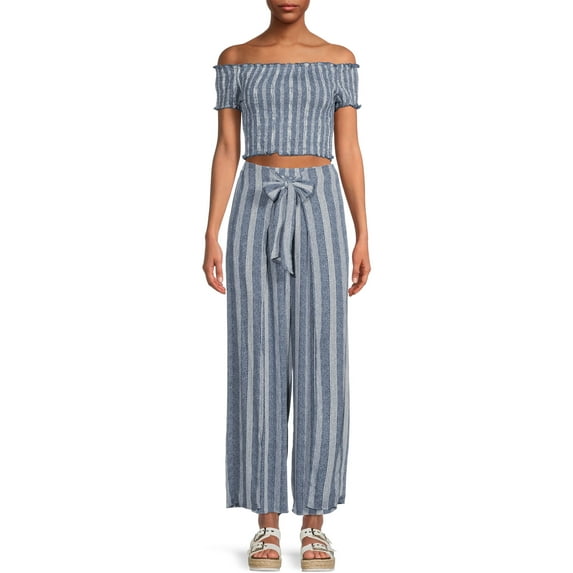 No Boundaries Juniors’ Smocked Outfit Set, 2-Piece