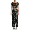 thumbnail image 1 of No Boundaries Juniors' Smocked Top and Wide Leg Pants Set, 1 of 6