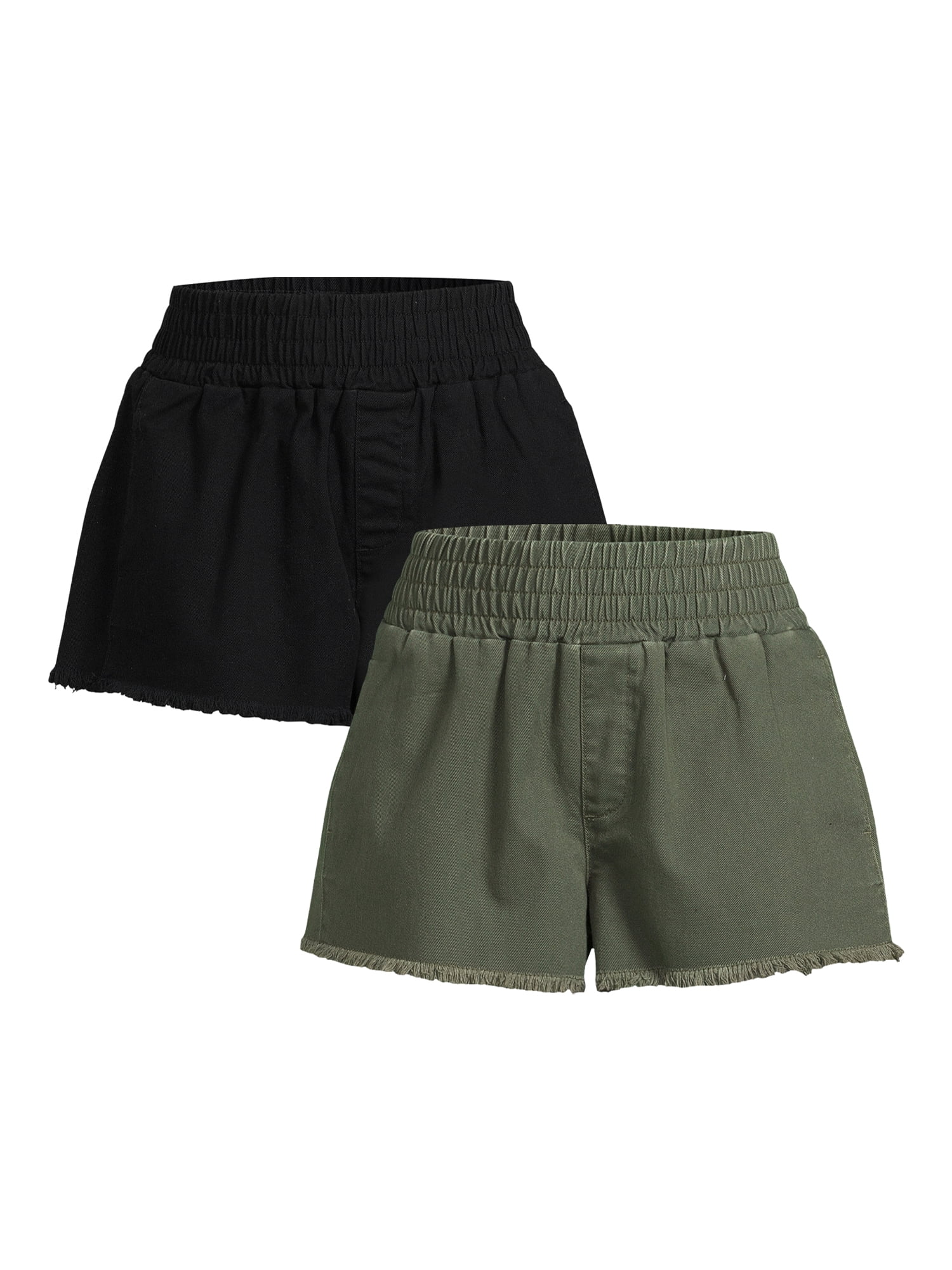 No Boundaries Juniors Smocked Waist Cotton Shorts 2 Pack Walmart