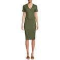 thumbnail image 1 of No Boundaries Juniors’ Snap Front Cardigan and Skirt Set, 2-Piece, 1 of 5