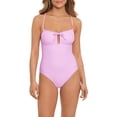 thumbnail image 1 of No Boundaries Juniors Solid Crossback Ruffle One Piece Swimsuit, 1 of 4