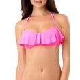thumbnail image 1 of No Boundaries Juniors Solid Flounce Bandeau Bikini Top, 1 of 8