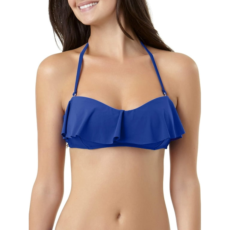 No Boundaries Juniors Solid Flounce Bandeau Bikini Top Walmart