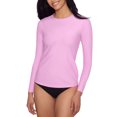 thumbnail image 1 of No Boundaries Juniors' Solid Long Sleeve Rashguard Swimsuit Top, 1 of 3