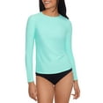 thumbnail image 1 of No Boundaries Juniors' Solid Long Sleeve Rashguard Swimsuit Top, 1 of 3