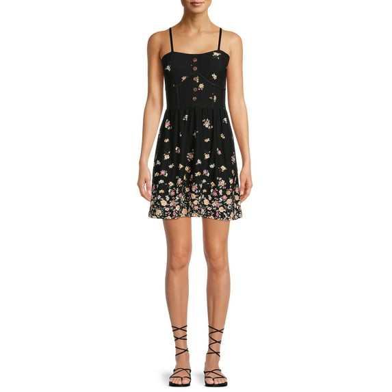 No Boundaries Juniors' Strapless Button Front Dress