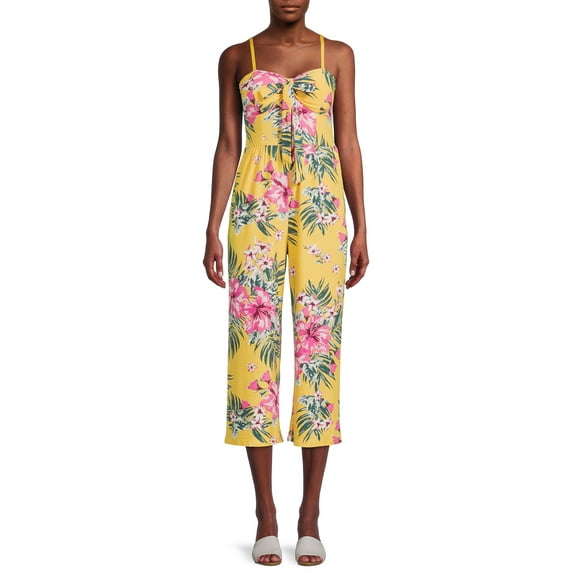 No Boundaries Juniors' Strapless Tie Front Jumpsuit