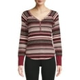 thumbnail image 1 of No Boundaries Juniors' Striped Henley Top, 1 of 5