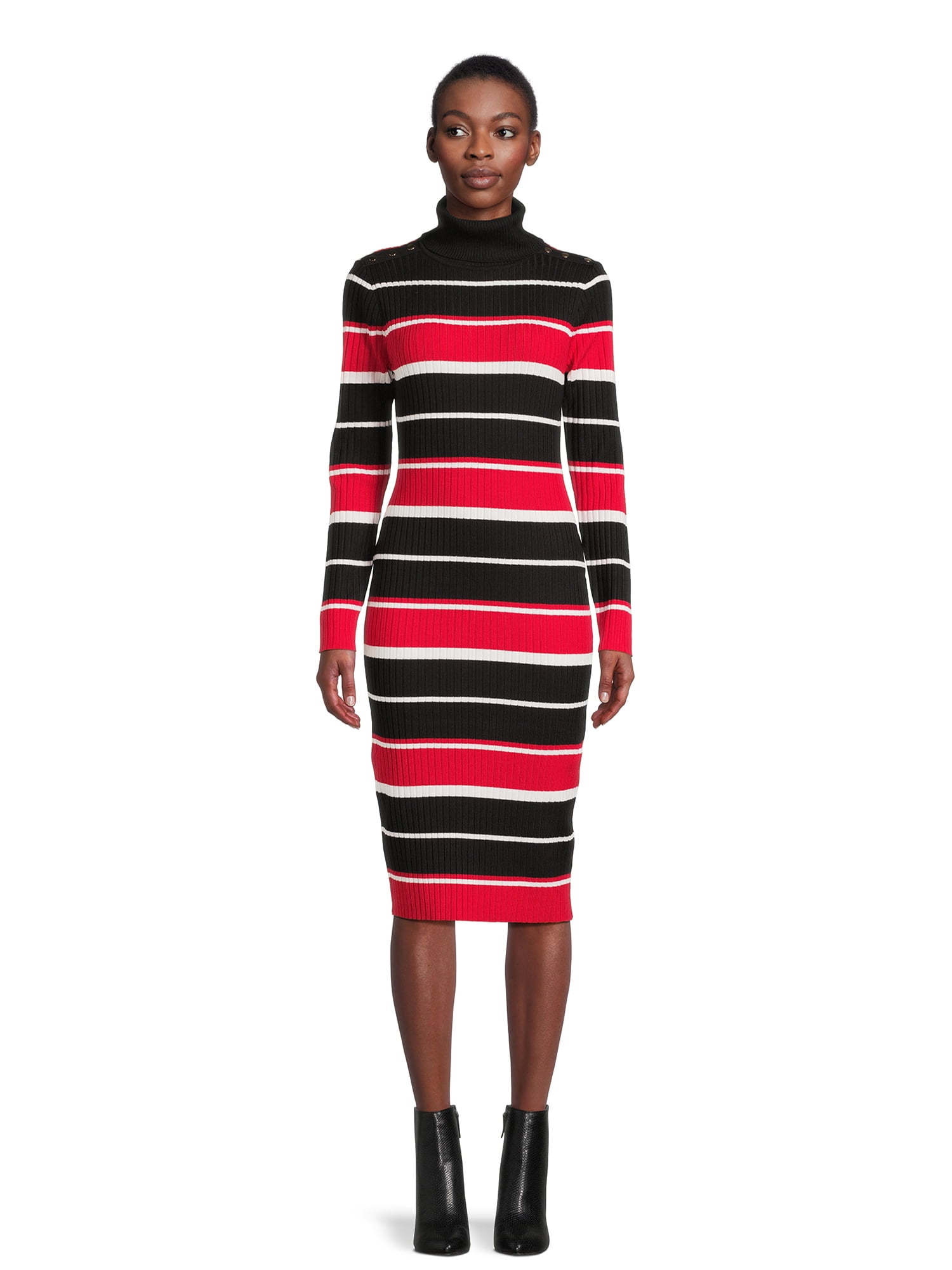 Striped turtleneck dress sale