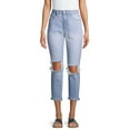 thumbnail image 1 of No Boundaries Juniors' Super High Rise Destructed Mom Jeans, 1 of 6