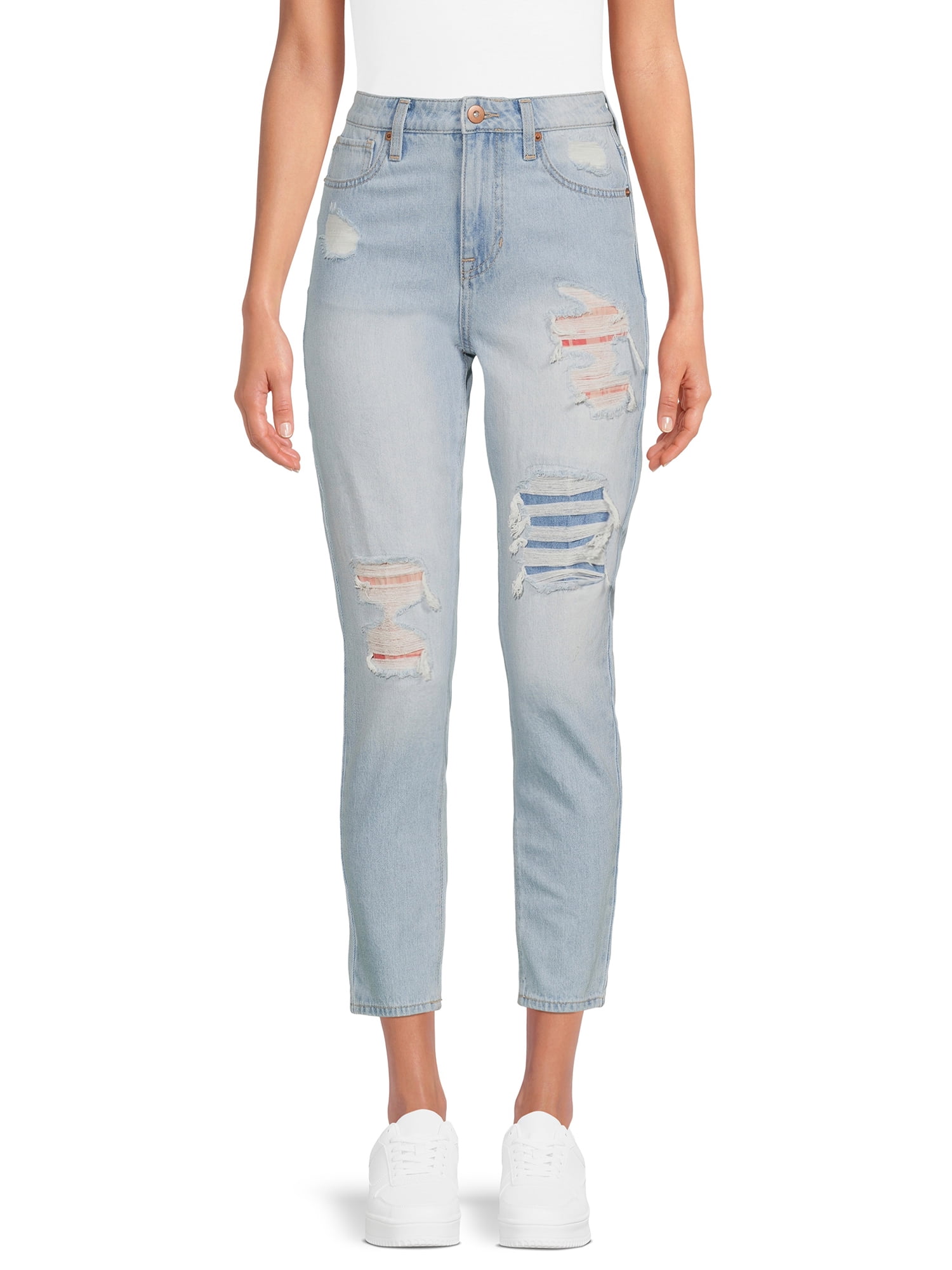 No Boundaries Juniors' Super High Rise Mom Jeans 