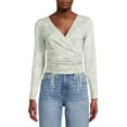 thumbnail image 1 of No Boundaries Juniors’ Surplice Ruched Tie Front Top, 1 of 5