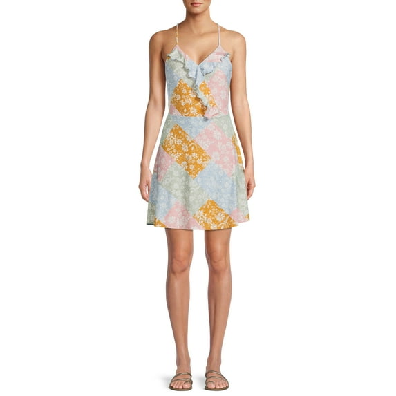 No Boundaries Juniors' Surplice Ruffle Front Dress