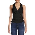 thumbnail image 1 of No Boundaries Juniors Surplice Sleeveless Polo Shirt, 1 of 5