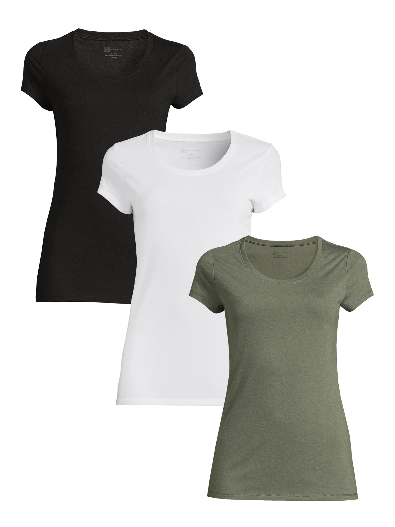 No Boundaries Juniors' T-Shirt with Short Sleeves, 3-Pack