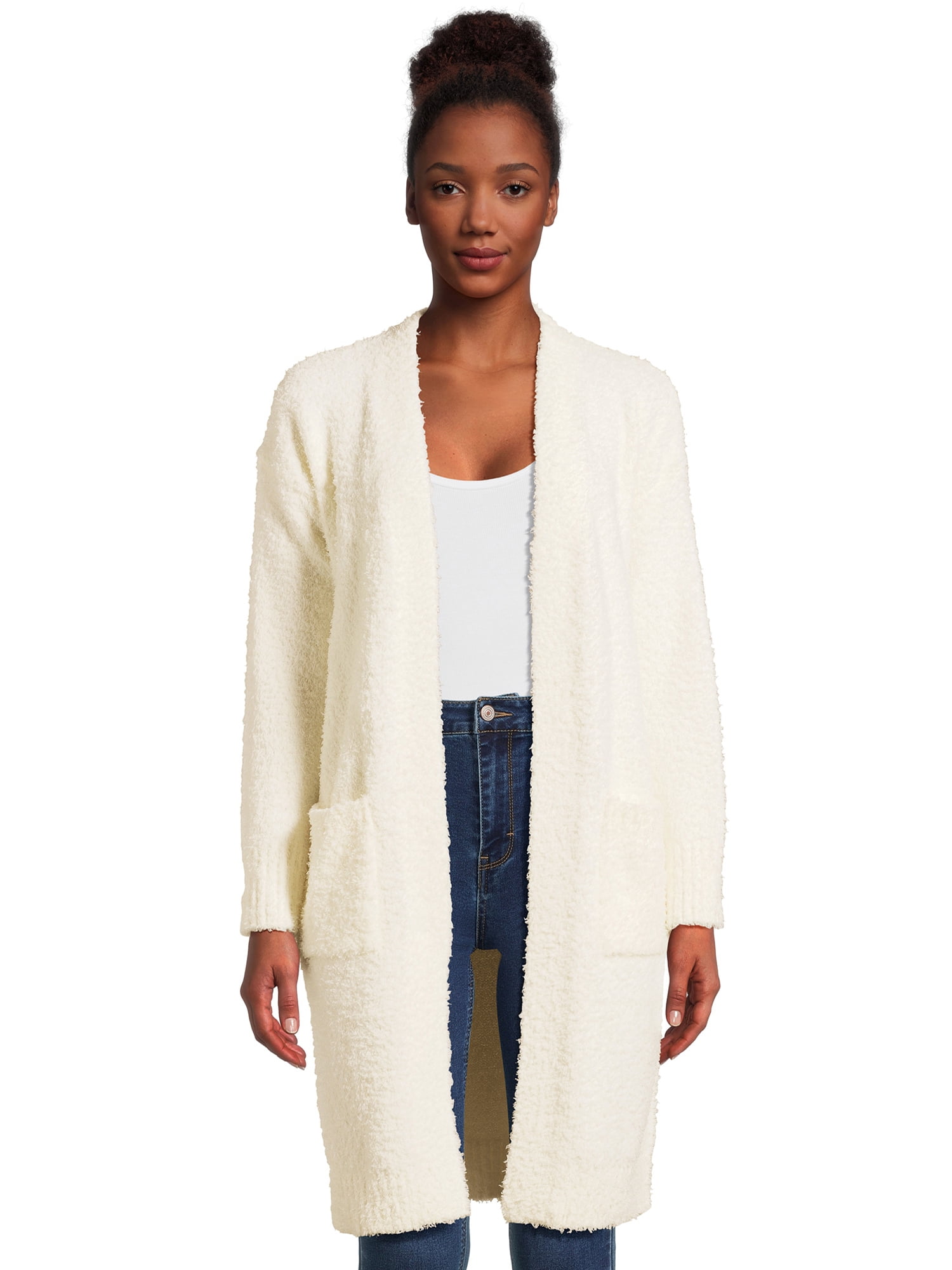 No Boundaries Juniors Teddy Duster Cardigan, Midweight, Sizes XS-XXXL ...