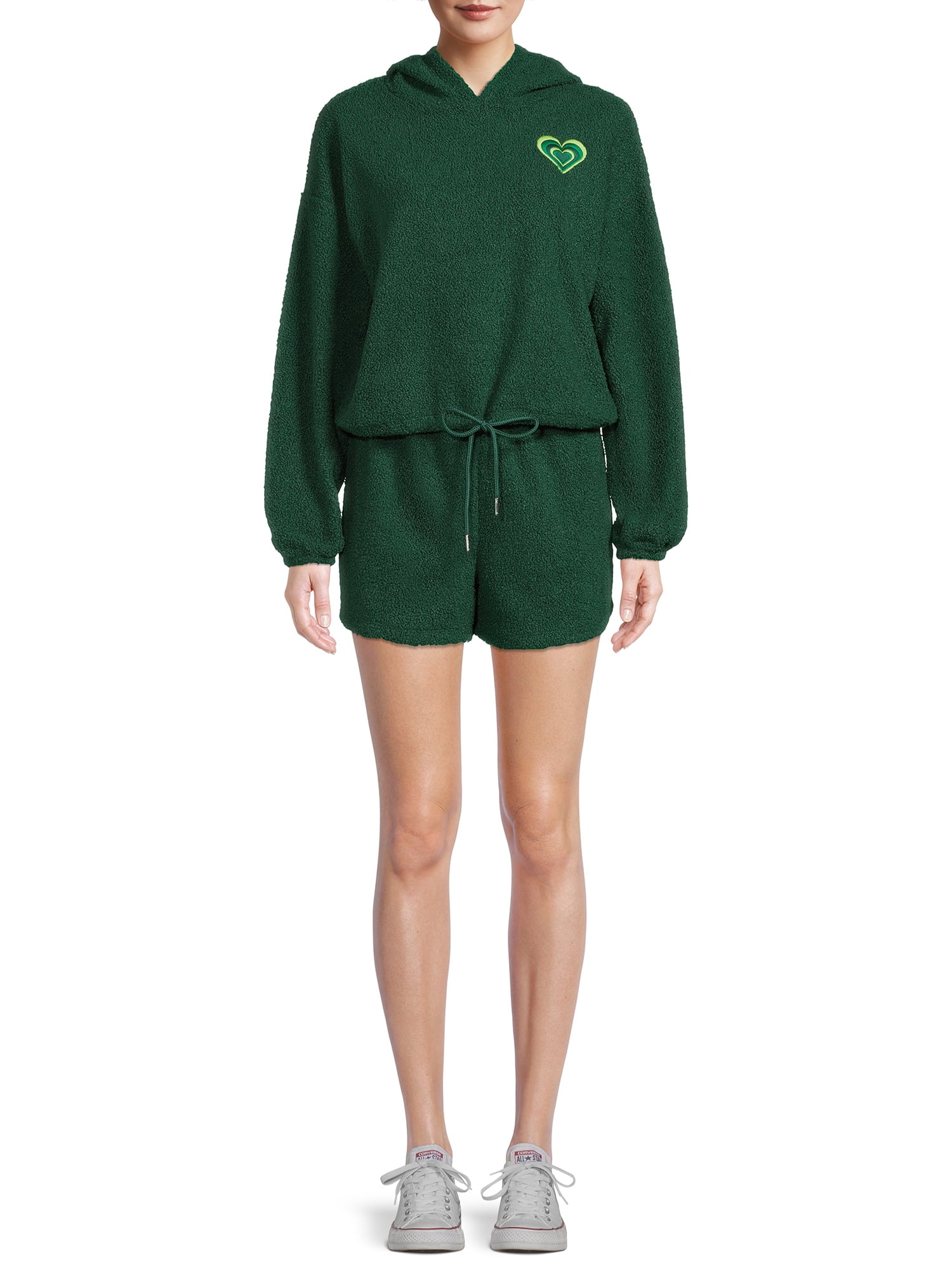 No Boundaries Juniors Teddy Hoodie and Shorts Lounge Set 2 Piece