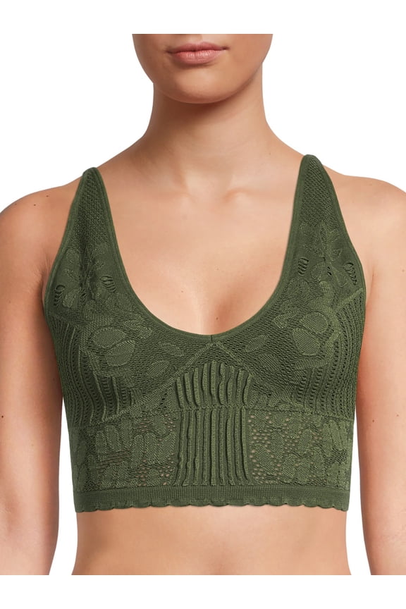 Juniors' Textured V-Neck Longline Brami