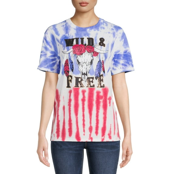 No Boundaries Juniors’ Tie Dye Boyfriend T-Shirt