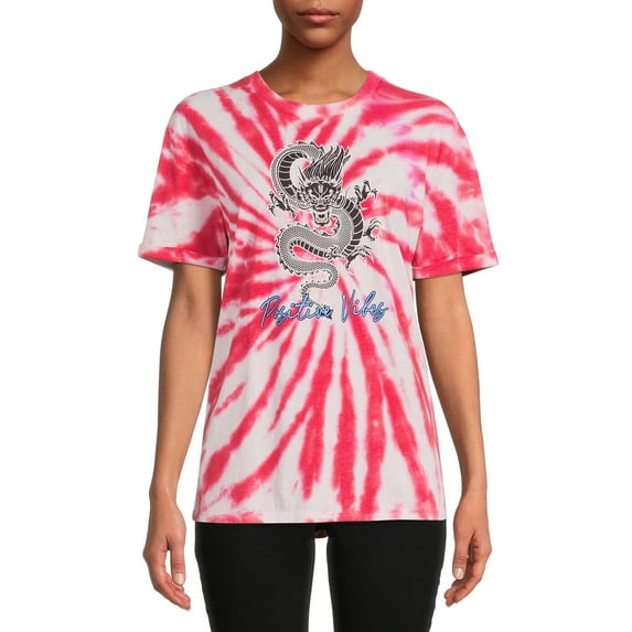 No Boundaries Juniors’ Tie Dye Boyfriend T-Shirt