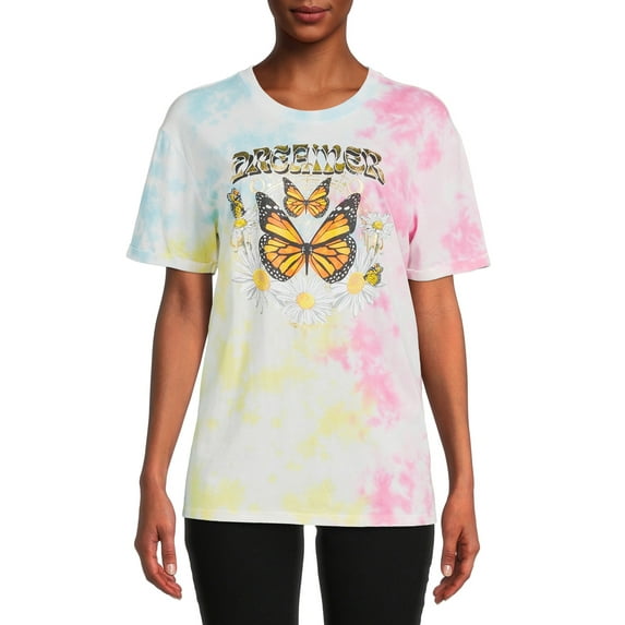 No Boundaries Juniors’ Tie Dye Boyfriend T-Shirt