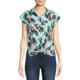 thumbnail image 1 of No Boundaries Juniors’ Tie Front Camp Shirt, 1 of 5