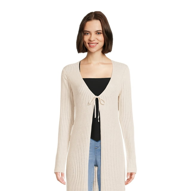 No Boundaries Juniors’ Tie-Front Duster, Sizes XS-XXXL