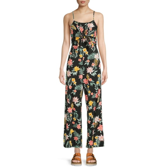 No Boundaries Juniors' Tie Front Jumpsuit