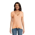 thumbnail image 1 of No Boundaries Juniors’ Tie Front T-Shirt, Sizes XS-XXXL, 1 of 5
