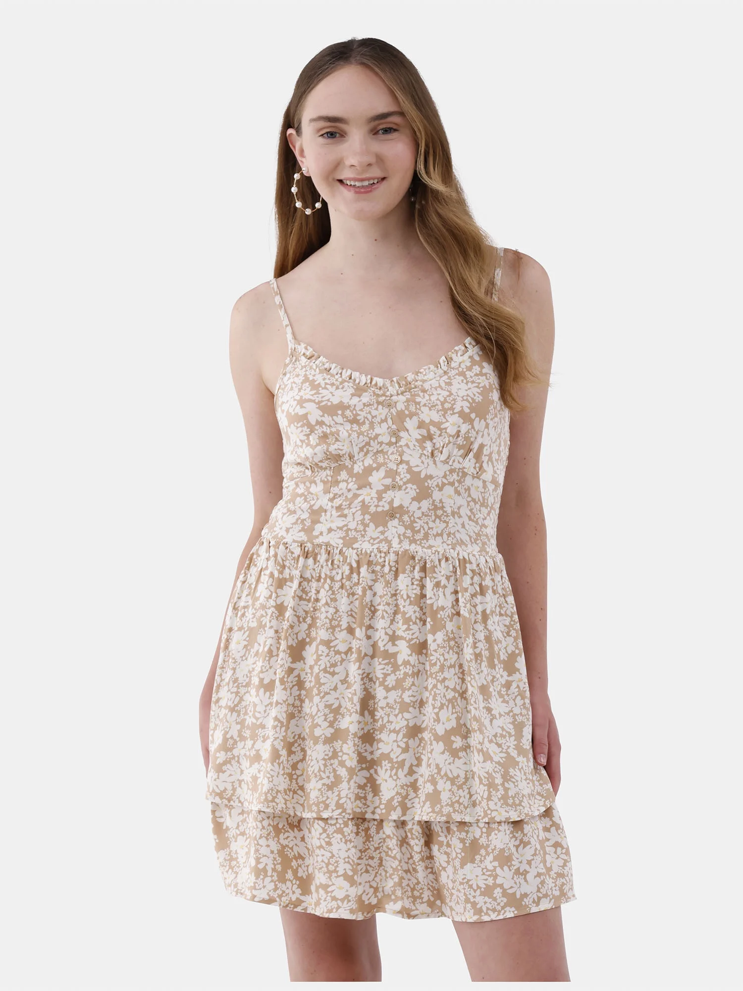 No Boundaries Tiered Corset Ruffle Dress, Women’s - Walmart.com