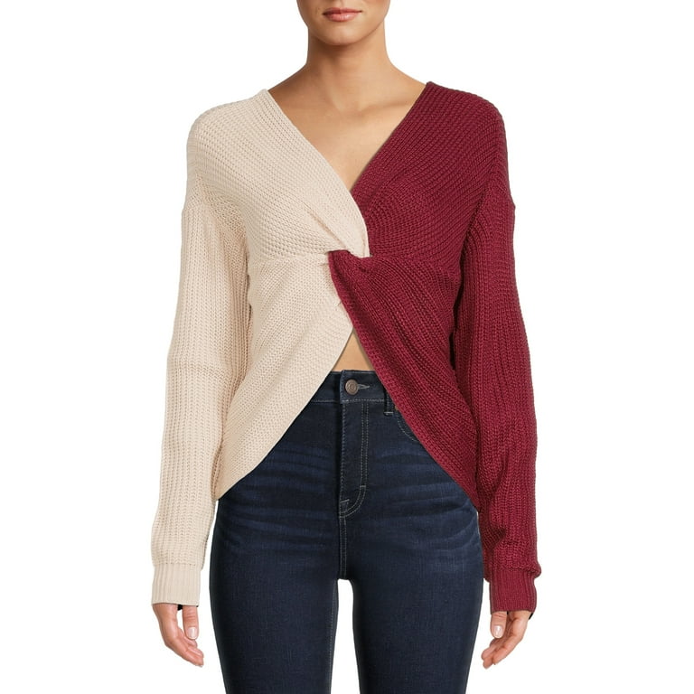 No Boundaries Juniors' Twist Front Sweater