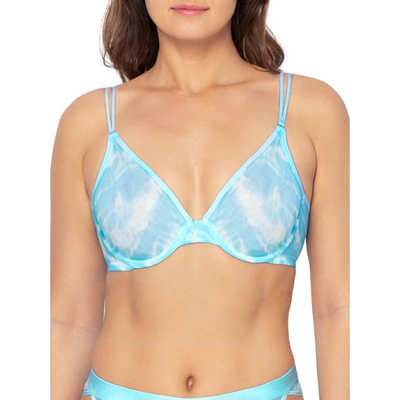 No Boundaries Juniors' Unlined Sheer Mesh Demi Underwire Bra, Style-NB461