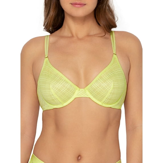 No Boundaries Juniors' Unlined Sheer Mesh Demi Underwire Bra, Style-NB461