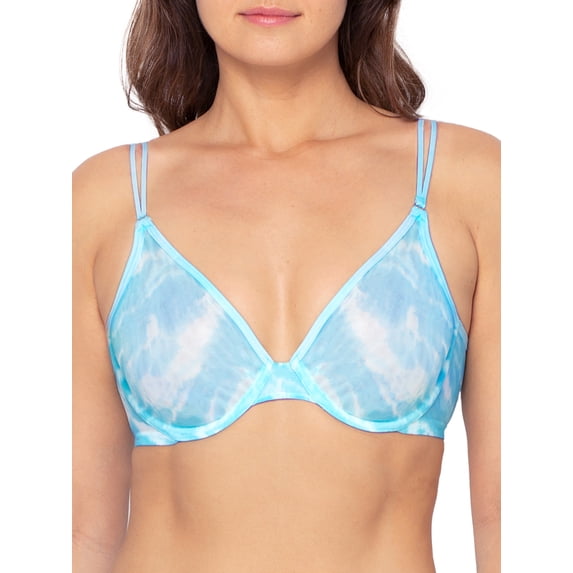 No Boundaries Juniors' Unlined Sheer Mesh Demi Underwire Bra, Style-NB461